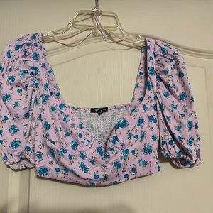 Purple with flowers crop top from Zara